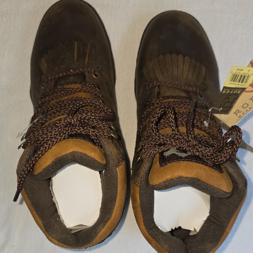 Roper Men's Dark Brown Horseshoe Leather Walking Boots Size 9 - Picture 5 of 16